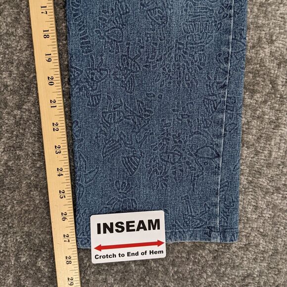 Chico's Design Straight Leg Jeans Women Size 1.5 (US 10) Art-to-Wear Island Art - Picture 10 of 10